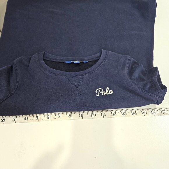 Polo Ralph Lauren Dress Girls Large 12 14 Blue French Terry Chain Stitched Logo - Picture 7 of 8